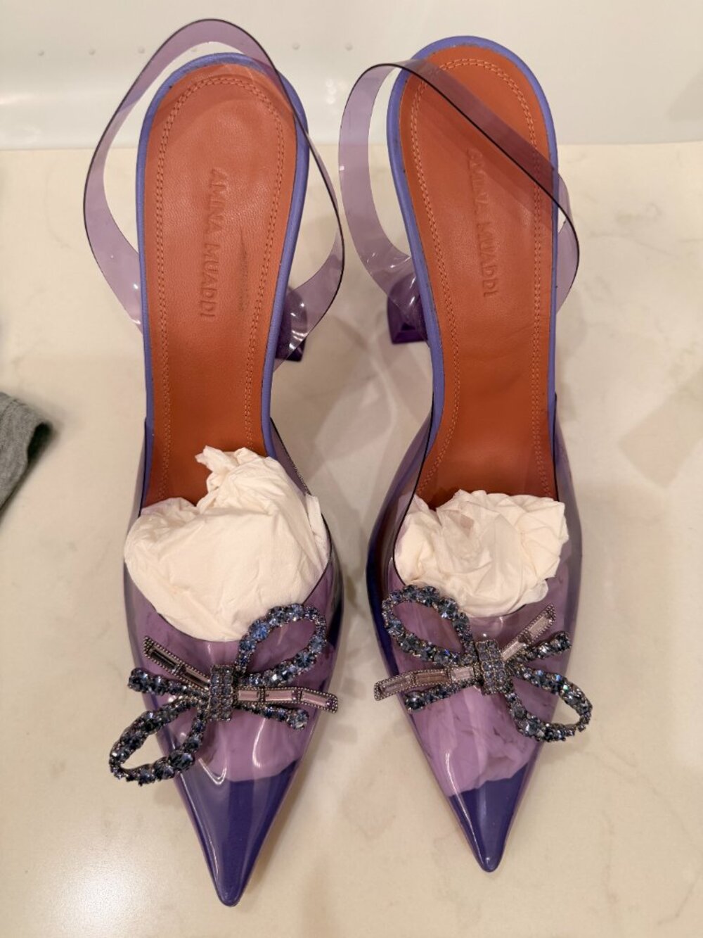 Amina Muaddi  Rosie Crystal-Bow Pumps